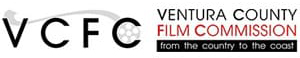 Logo of Ventura County Film Commission with VCFC and a film reel icon, alongside the text from the county to the coast.